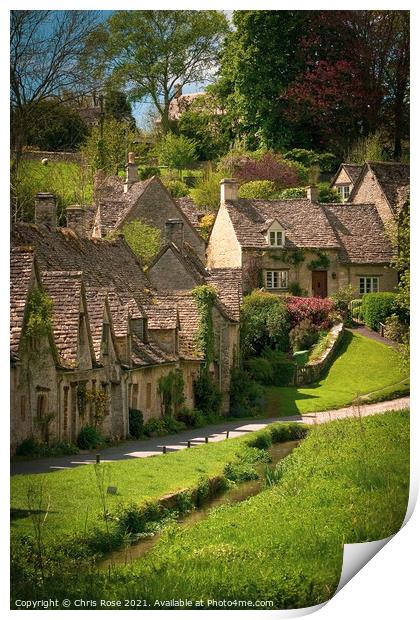 Bibury, Cotswold cottages Print by Chris Rose