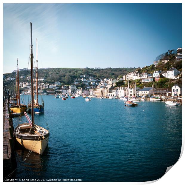 Looe, boats in the harbour Print by Chris Rose