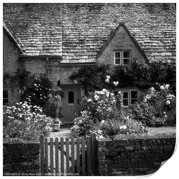 Bibury, Cotswold cottage Print by Chris Rose