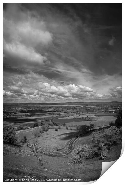 Coaley Peak Viewpoint, winding road Print by Chris Rose