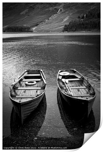 Buttermere, rowing boats Print by Chris Rose