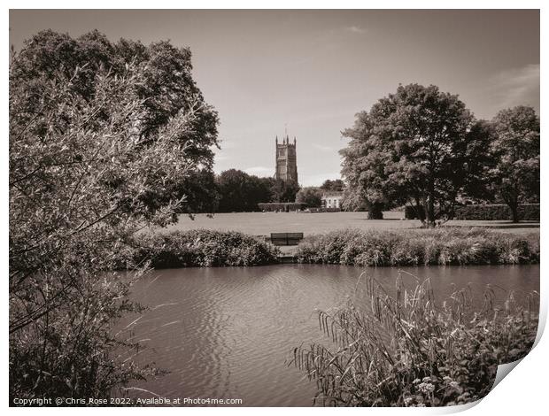Cirencester church and park Print by Chris Rose