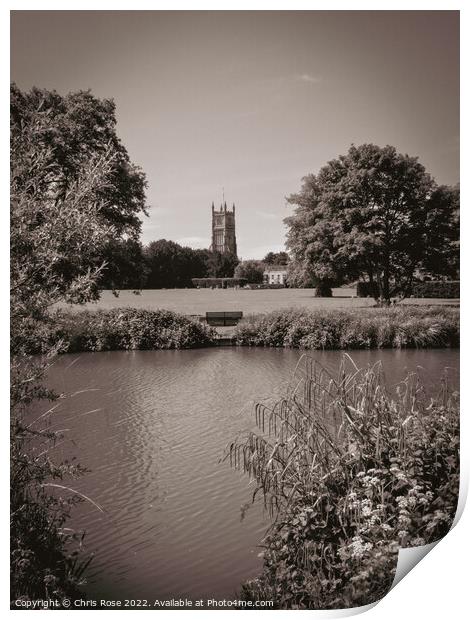 Cirencester church and park Print by Chris Rose