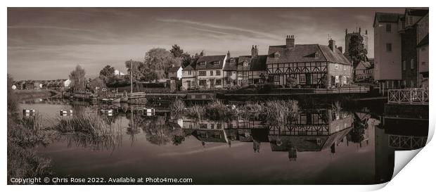 Tewkesbury. Cottages near Abbey Mill Print by Chris Rose