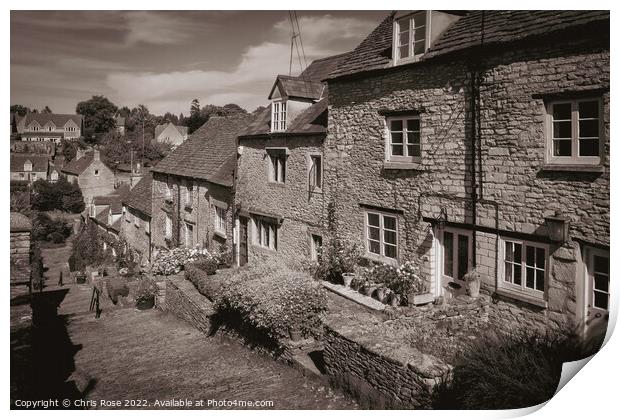 Tetbury. Chipping Steps in summer sunshine. Print by Chris Rose