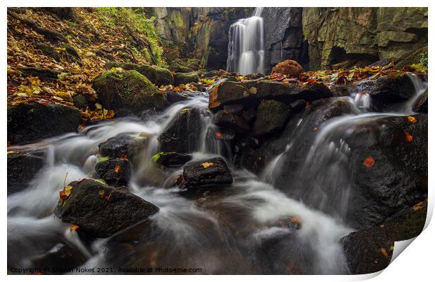 A Serene Autumnal Waterfall Print by Steven Nokes