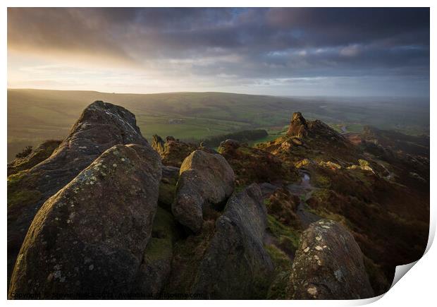 Majestic Ramshaw Rocks at Sunrise Print by Steven Nokes