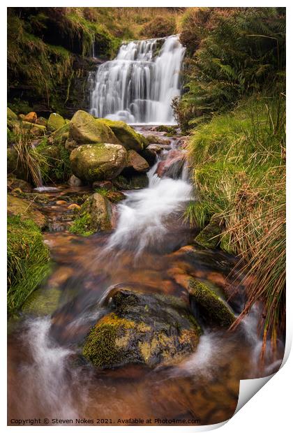 Majestic Waterfall in Kinder Scout Print by Steven Nokes