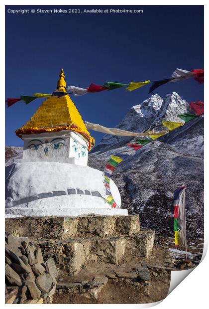 Majestic Buddhist Stupa in the Himalayas Print by Steven Nokes
