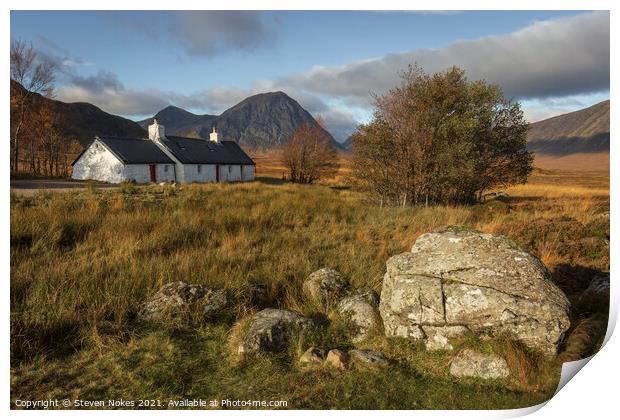 Majestic Black Rock Cottage in Glencoe Print by Steven Nokes