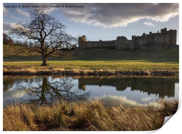 Majestic Alnwick Castle at Sunset Print by Steven Nokes