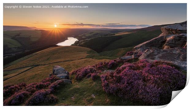 Majestic Purple Heather on Derwent Edge Print by Steven Nokes