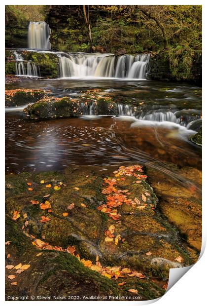 Majestic Autumn Waterfall Print by Steven Nokes