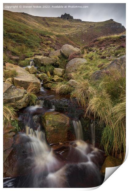 Majestic Crowden Clough Waterfall Print by Steven Nokes