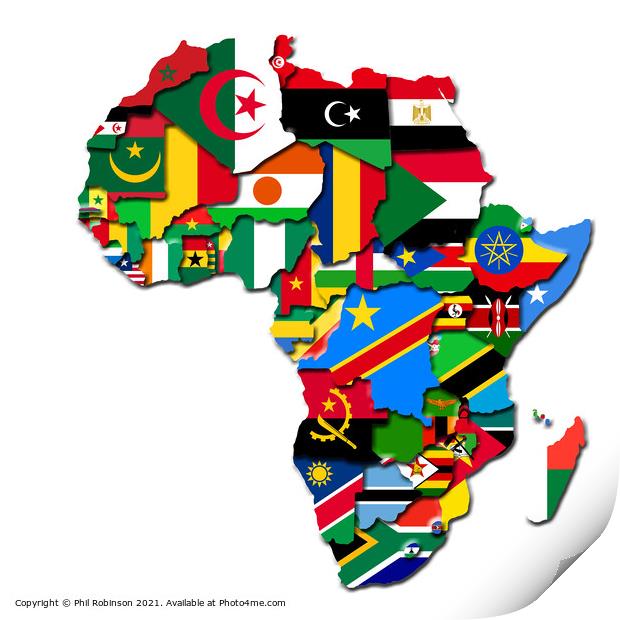 Africa Flag Map 2  Print by Phil Robinson
