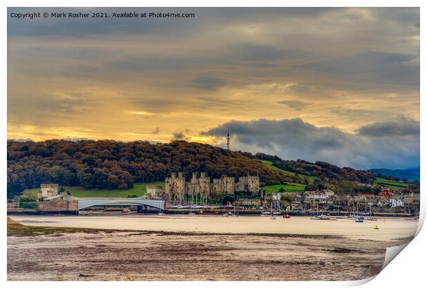 Sunset over Conwy Castle Print by Mark Rosher