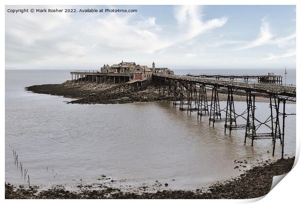 Knightstone Island and Pier Print by Mark Rosher