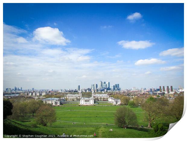 View from Greenwich Park Print by Stephen Coughlan
