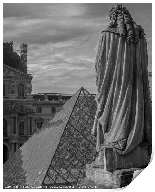 Louvre View (Black & White) Print by Stephen Coughlan