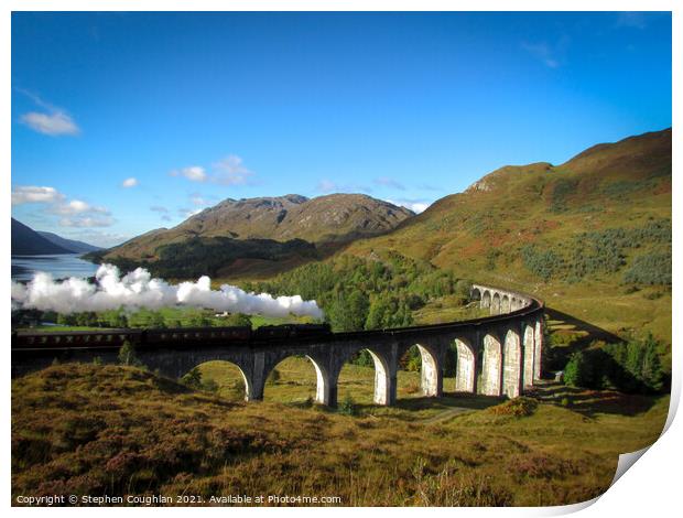 Steam on the Glenfinnan Viaduct Print by Stephen Coughlan