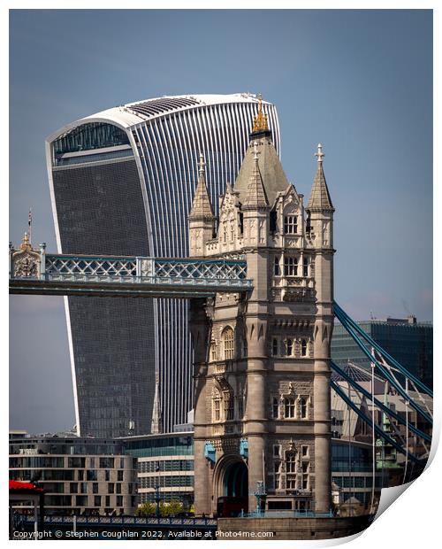 Walkie Talkie & Tower Bridge Print by Stephen Coughlan