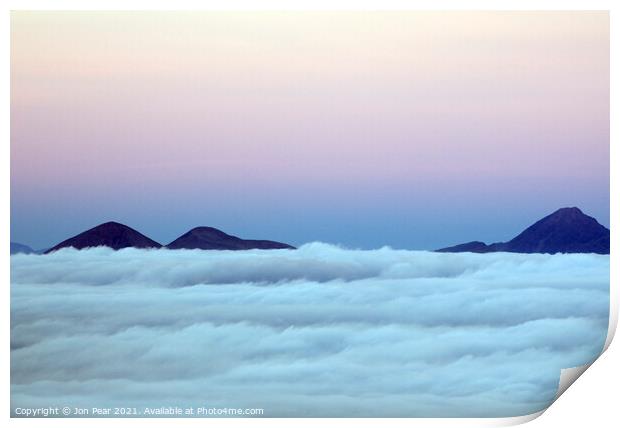 Cuillin Hills above the Clouds Print by Jon Pear