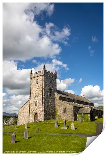 St Michael and All Angels Church, Hawkshead Print by Simon Connellan