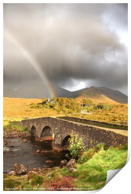 Rainbow over Sligachan Bridge Print by Simon Connellan