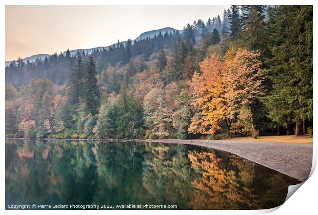 calm Smoky Autumn Lake Print by Pierre Leclerc Photography