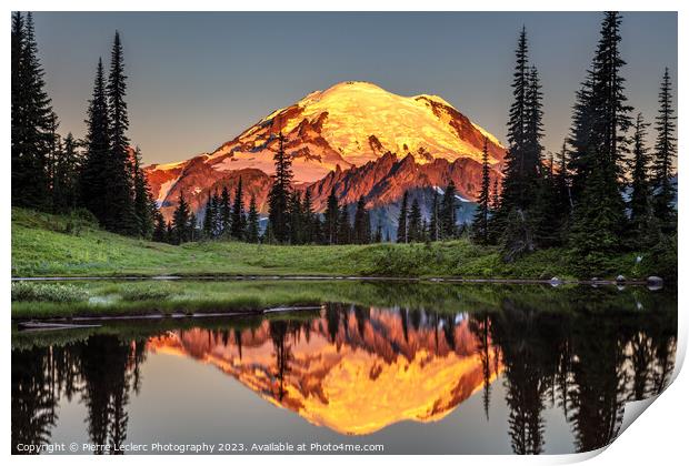 Glowing Crown, Mount Rainier Majestic Sunset Print by Pierre Leclerc Photography