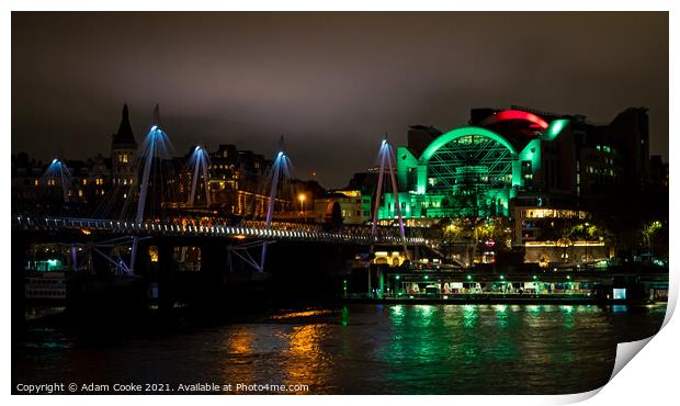 London Charing Cross Station | By Night Print by Adam Cooke