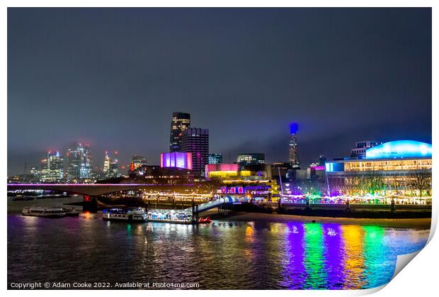Southbank | London By Night Print by Adam Cooke