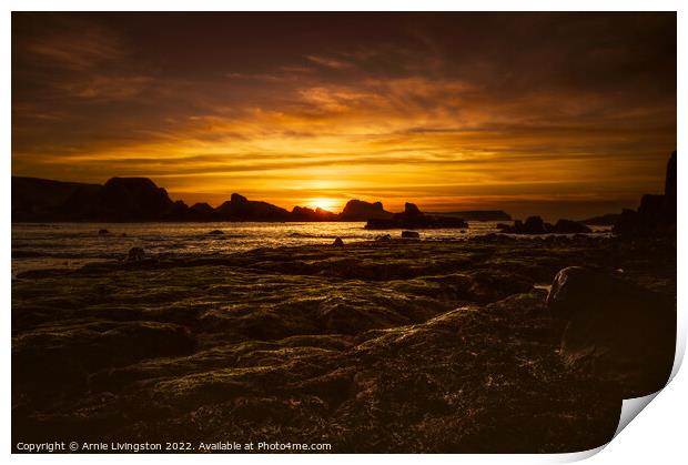 Majestic Sunset at Ballintoy Print by Arnie Livingston