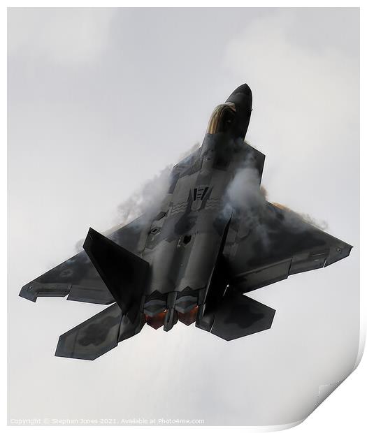 USAF F22 Lightning fighter aircraft in flight . Print by Ste Jones