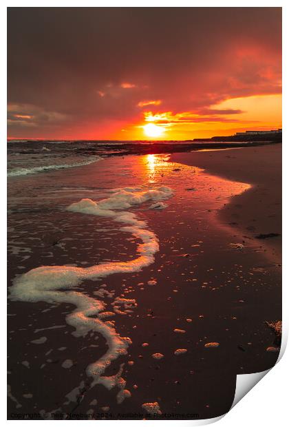 Newbiggin Beach Sunrise Print by Bear Newbury