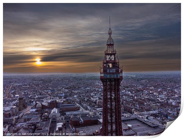 Blackpool Tower at Sunrise Print by Ian Cramman