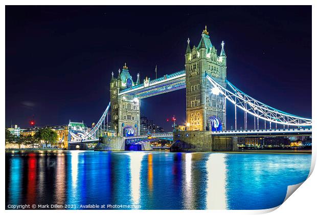Tower Bridge at night Print by Mark Dillen