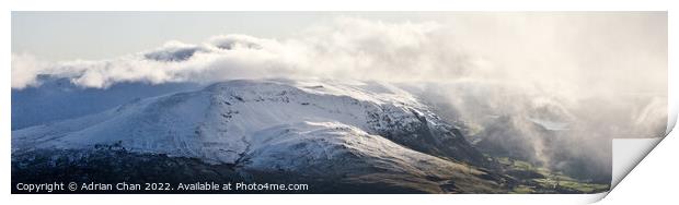 Clough Head and Thirlmere on a snowy day in the Lake District  Print by Adrian Chan