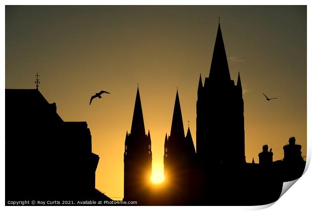 Truro Cathedral Sunset Print by Roy Curtis