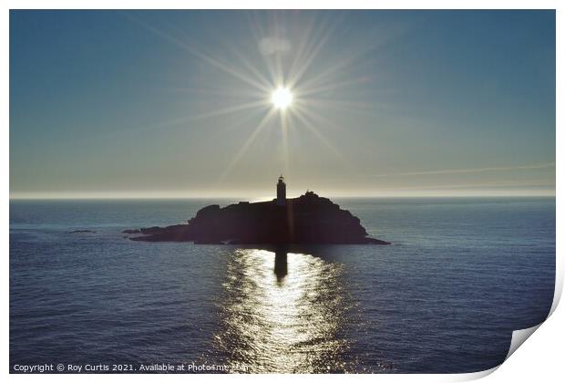 Godrevy Lighthouse  Print by Roy Curtis