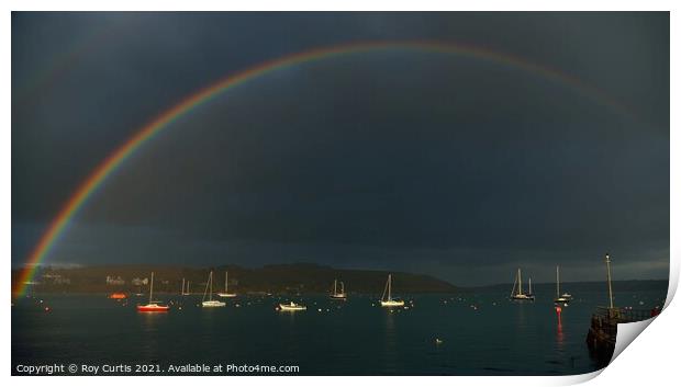 Rainbow over Falmouth Harbour 2 Print by Roy Curtis