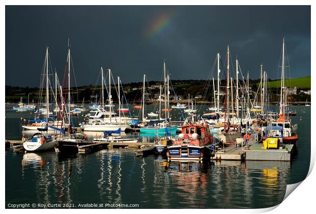 Falmouth Harbour Reflections. Print by Roy Curtis