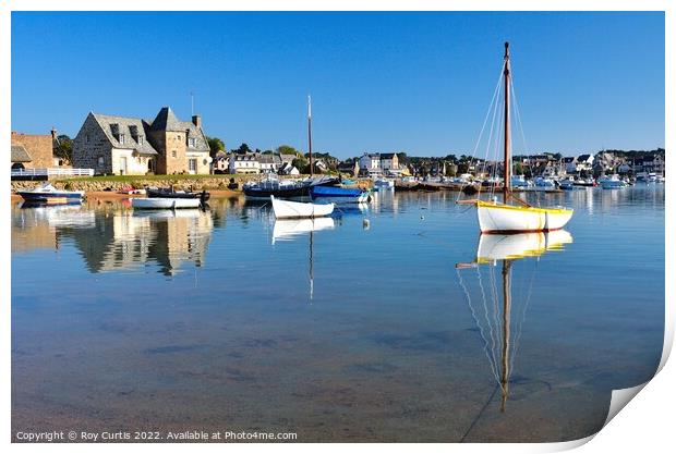 Ploumanach Harbour Reflections Print by Roy Curtis