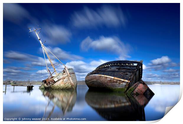 Pinmill Suffolk Reflections Print by johnny weaver