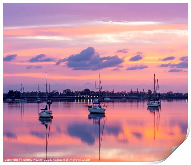 Maldon and Heybridge Basin Sunrise  Print by johnny weaver