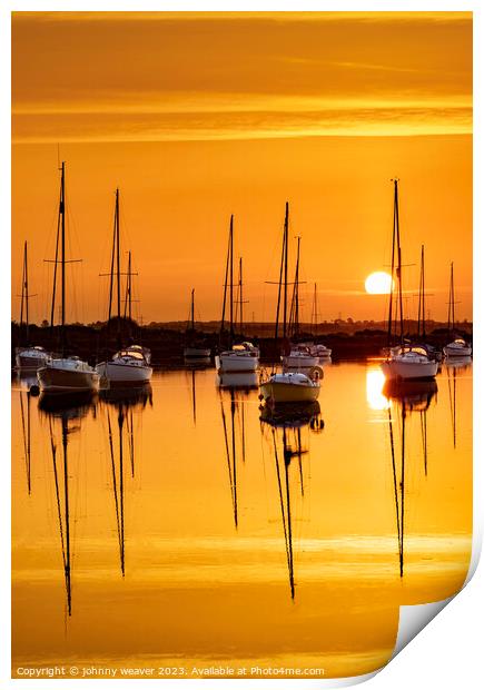 Boat Sunrise River Crouch  Print by johnny weaver
