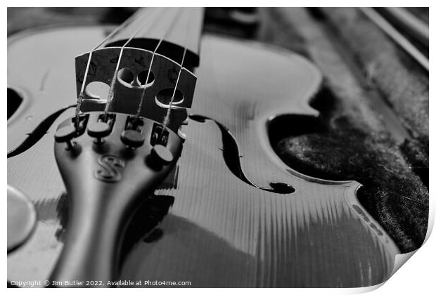 Monochrome Violin  Print by Jim Butler