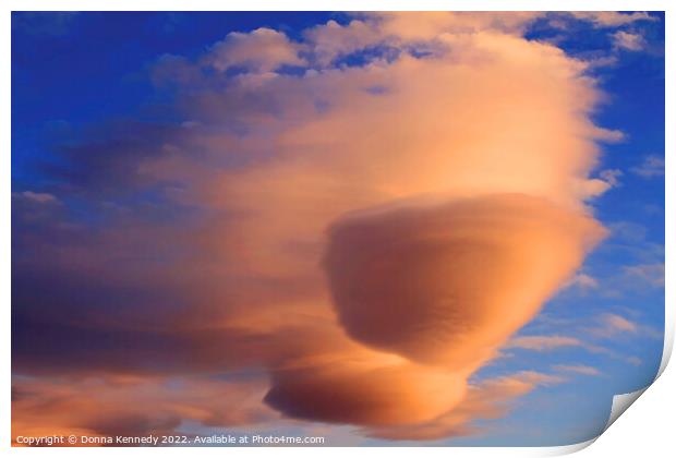 Lenticular Clouds at Sunset Print by Donna Kennedy
