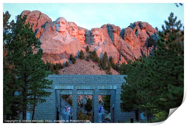 Mount Rushmore at Sunrise Print by Donna Kennedy