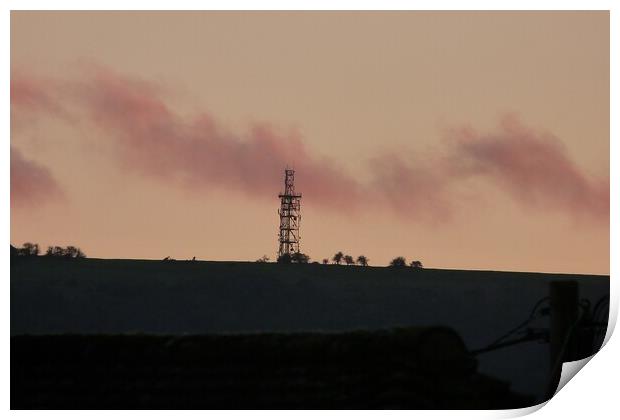 Tower on Butser Hill Print by Peter Hodgson